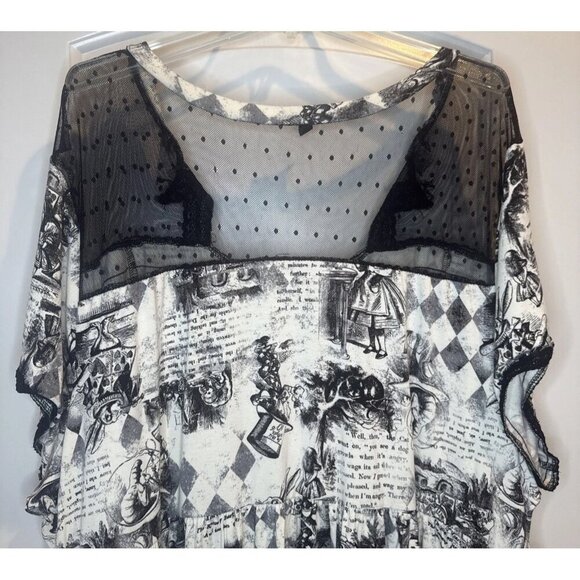 Torrid Disney's Alice In Wonderland All Over Print Mesh Short Sleeve Dress Sz 6X - Picture 6 of 10